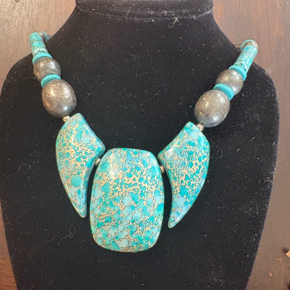 Turquoise and Silver Statement Necklace